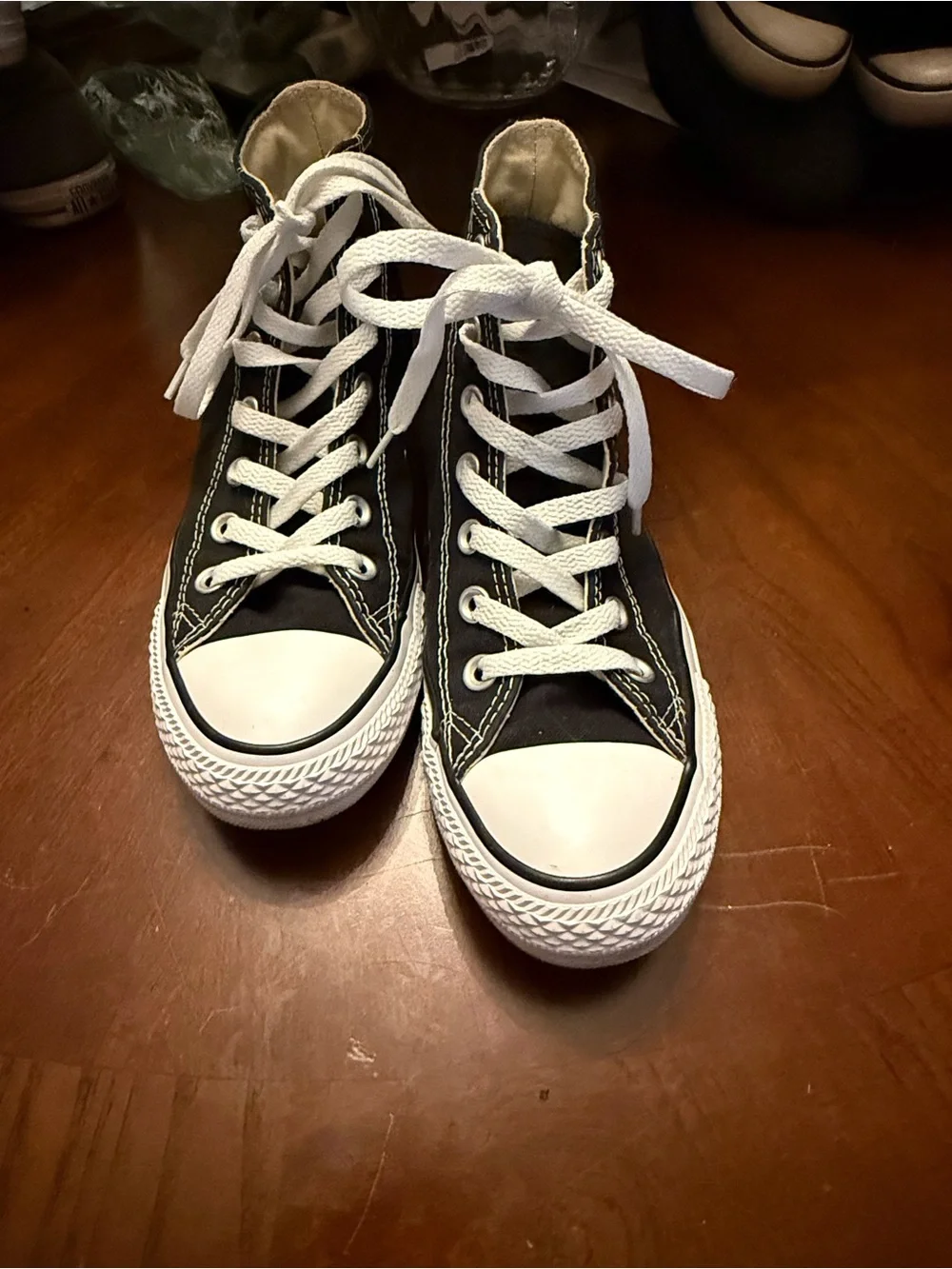 Converse Women’s Black and White High Top Sneakers - Picture 4 of 8
